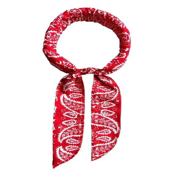 Paisley Bandana, Tie Dye Headband, Black Bands, Thick Black Headband, Scarf, Silk Scarf, Neck Tie, Band, Headband, 35X4 In, Summer Cooling, Moisture Wicking, Red, 1 Pc
