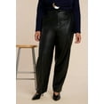 thumbnail image 2 of ELOQUII Women's Plus Size Tall Faux Leather Pintuck Straight Leg Pant, 2 of 4