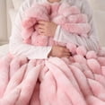thumbnail image 3 of Battilo Pink Plush Striped Rabbit Fur Blanket,Faux Fur Throws,Fuzzy Blanket for Home Decor,60"x80", 3 of 9