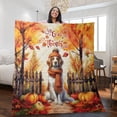 thumbnail image 2 of Happy Thanksgiving Brittany Spaniel Give Thanks Fall Beanie Scarf Welcome Quilt Blanket Brittany Dog Lover Gifts Idea Cozy Comforter Throw Blanket - 00020, 2 of 5