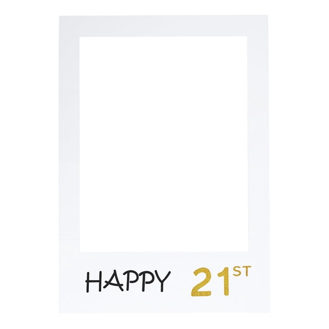 MasteelfCA Happy 21st DIY Paper Picture Frame Cutouts Photo Booth Props for Birthday Party