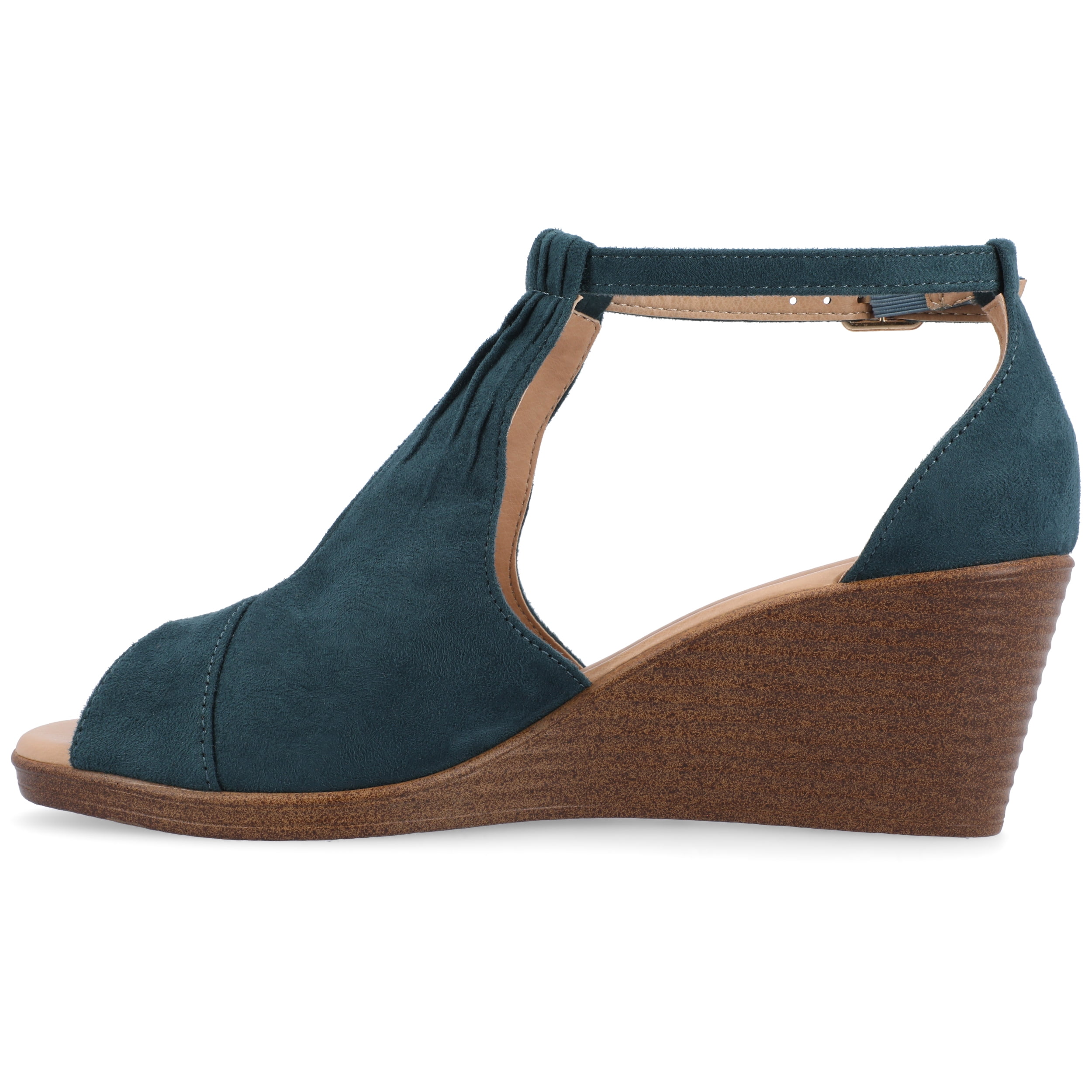 Journee Womens Kedzie Peep Toe Wedge Sandals, Widths Available