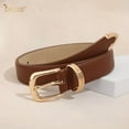 thumbnail image 4 of Women Leather Belt with Gold Buckle Ladies Faux Leather Belt for Jeans Pants, 4 of 7