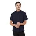 thumbnail image 2 of Toptie Short Sleeve Chef Coat Jacket Navy Lightweight Button Chef Uniform, 2 of 6