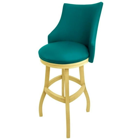 Tobias Designs 34" Wood Extra Tall Bar Stool in Teal Blue/ Beige