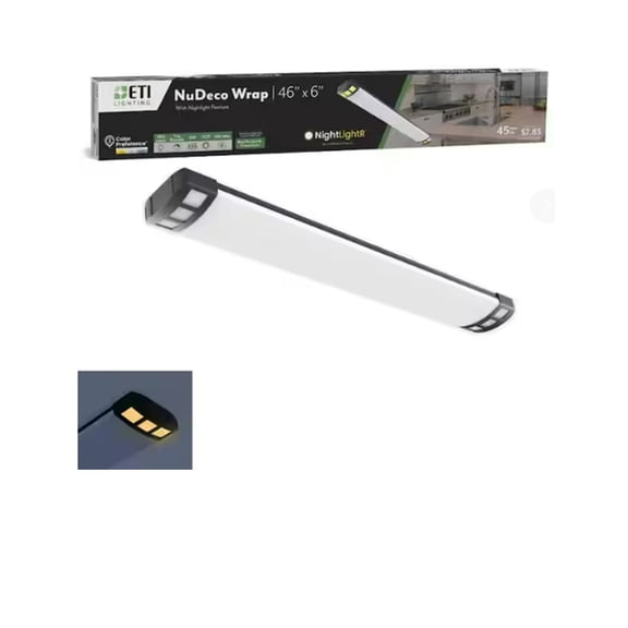 ETI 46”x 6” NuDeco LED Wrap with Night Light and Black Finish, 4500 Lumen, 3CCT Color Preference, 120-Volt, C03030401A