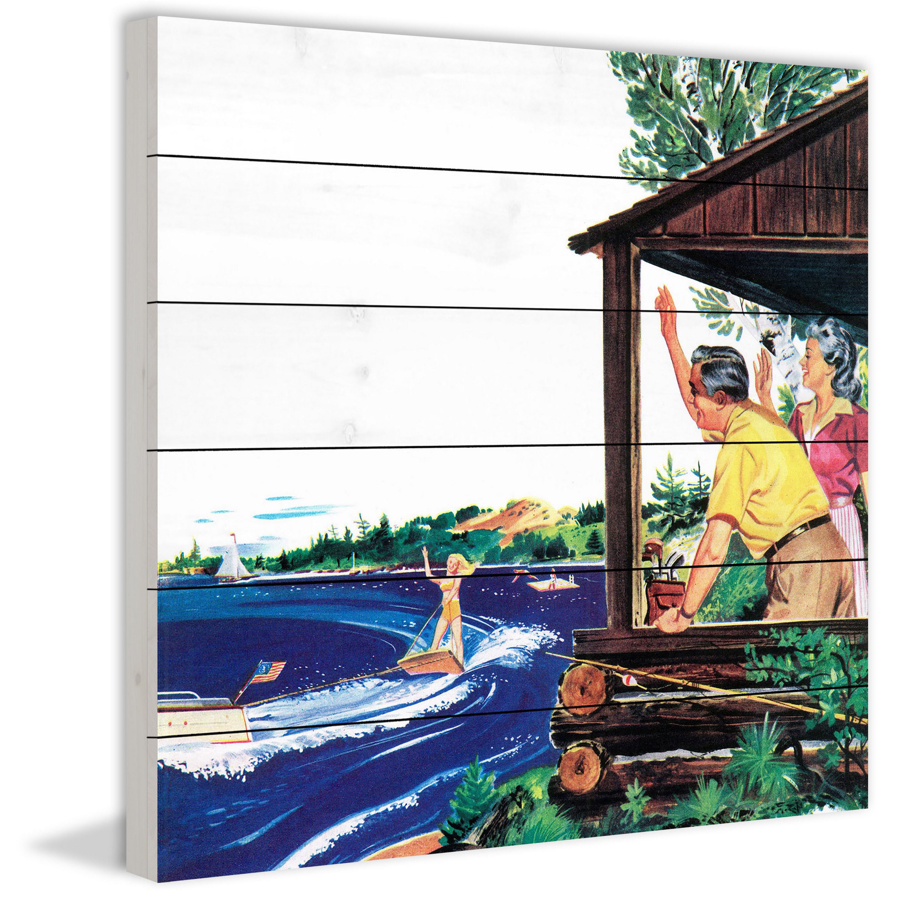 Marmont Hill "Porch Wave" Painting Print on White Wood