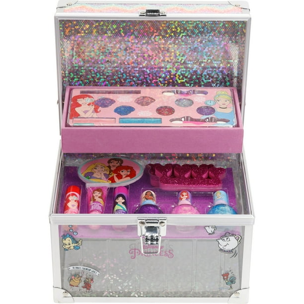 Disney Princess Townley Girl Train Case Cosmetic Makeup Set for Girls