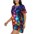 thumbnail image 4 of Vsdgher Colorful Potion Bottles Magic Pattern Womens Pajamas 2 Piece Short Sleeve Sleepwear Set,Summer Soft Pajamas Set Casual Lounge Sets, 2-Piece Pj -X-Large, 4 of 8