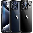 thumbnail image 3 of TAURI 5 en 1 para iPhone 15 Pro Max Funda Negra, [No Amarilla] con 2X Protector de Pantalla de Vidrio Templado + 2X Protector de Lente de Cámara, Funda Delgada a Prueba de Golpes para Teléfono de 6,7, 3 of 4