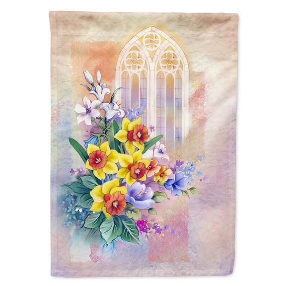 Church Window and Daffodils Garden Flag