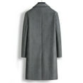 thumbnail image 3 of Mens Trench Coat Mid Long Warm Double Breasted Wool Peacoat Notched Lapel Winter Business Overcoat with Pockets, 3 of 5