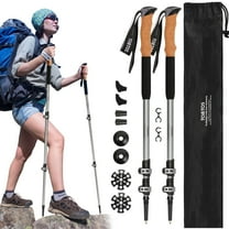 TOBTOS Telescoping Trekking Poles 2-Pack, Adjustable Lightweight 7075 Aluminum Hiking & Walking Sticks with Cork Grip and EVA Handle for Hiking and Camping