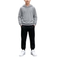 thumbnail image 3 of OVAFBAU Boys Girls Long Sleeve Hoodie Shirts Set Boys Girls Solid Hooded Long Sleeve Pullover Jogger Pants Set Outfits Set, 3 of 6