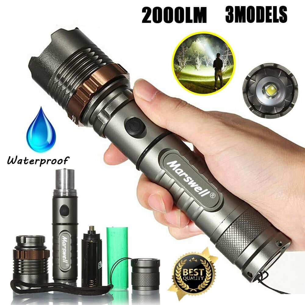 Police 90000LM Tactical LED Flashlight Torch Lamp+4X Battery+Dual USB Charger DG 