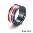 thumbnail image 2 of 10mm Red/Purple/Green Color Men's Black Band Titanium Steel Ring Sz 7-12, 2 of 9
