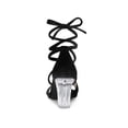 thumbnail image 2 of BLISSFUL STEP Women Velvet Lace-Up Clear Block Heel Sandals Black 7, 2 of 8