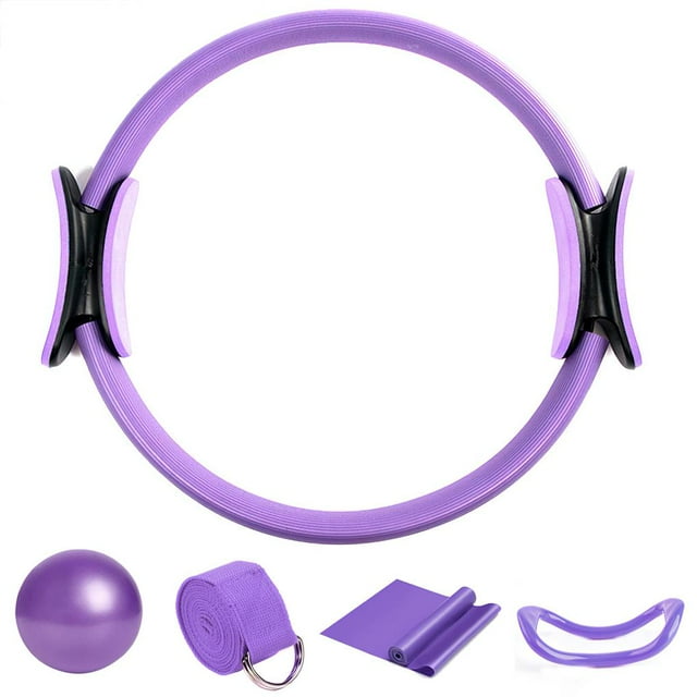 Soidarity 5pcs Pilates Ring Set Safe Fitness Body Yoga Ring Yoga Brick Cómoda banda de tensión de látex Soft Straw Ball con equipo completo para Accesorios para máquinas de ejercicios Soidarity OD007947-00