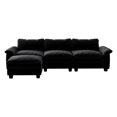 thumbnail image 3 of Comfortable Velvet Sectional With Portable - 18.5"h Height Stylish Black Reversible Cushions Not Included, 3 of 6