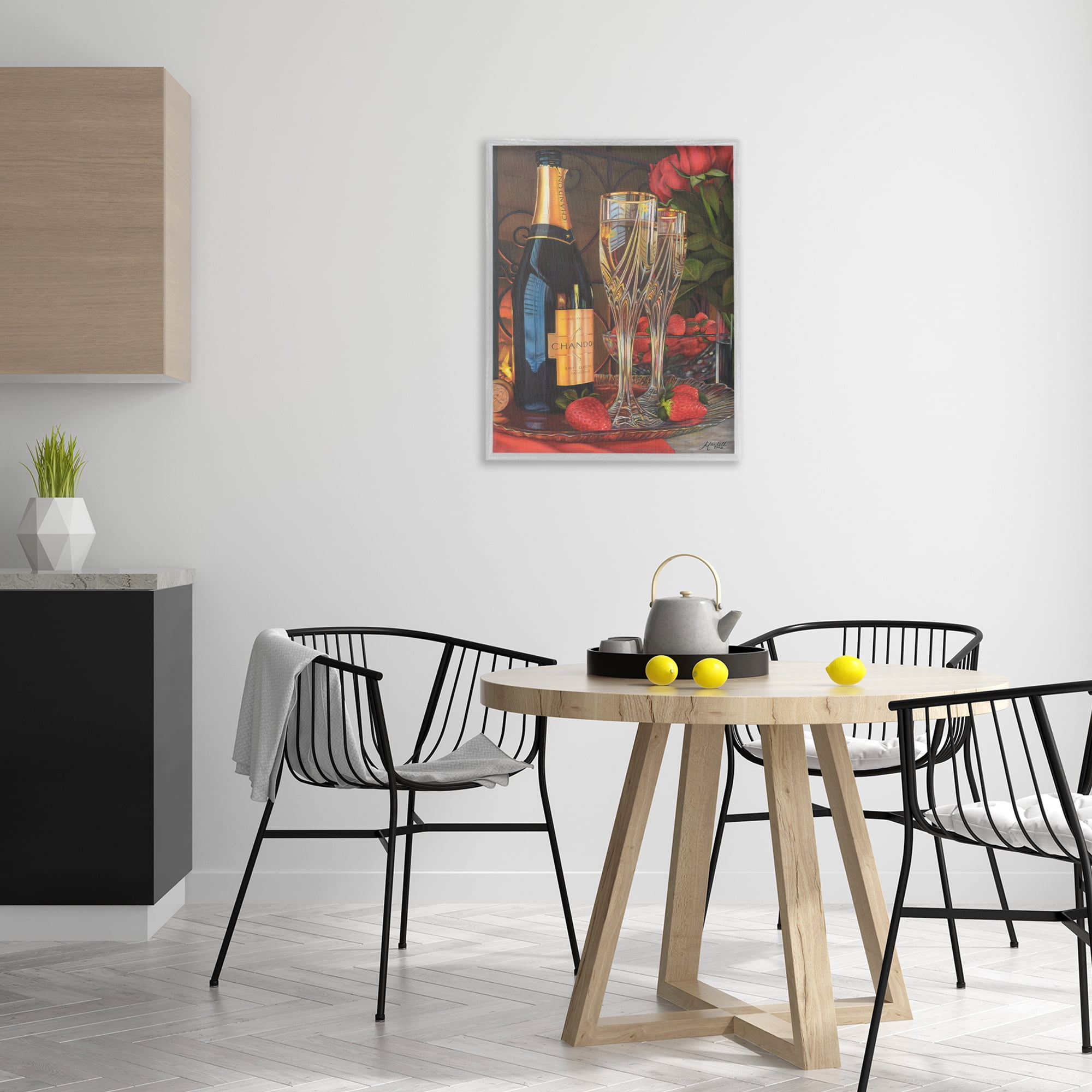 Stupell Industries Romantic Champagne Pair Food & Beverage Painting Gray Framed Art Print Wall Art, 24 x 30