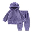 thumbnail image 3 of Kids Toddler Boys Girls Winter Clothes Warm Fleece Hooded Pajamas Sleepwear 2 Piece Loungewear Set, Size 1-7 Years, 3 of 5