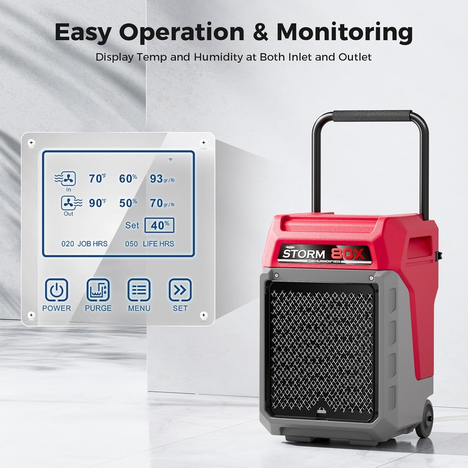 ALORAIR  Commercial Dehumidifier 170 Pints LGR Dehumidifier with Pump & Drain Hose, Portable Insutrial Dehumidifier for Basments, Home, Job Sites, Fit for 2,100 Sq.Ft Space with Wheels