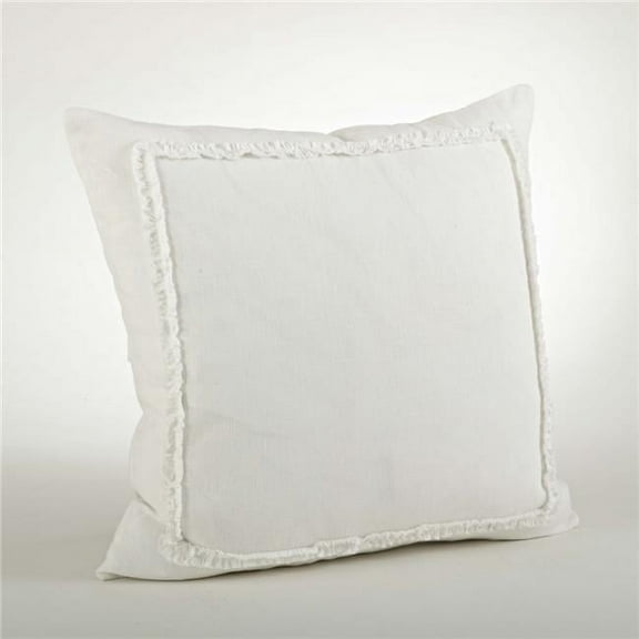 Saro Lifestyle Ruffled Linen Throw Pillow Ivory