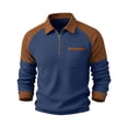 thumbnail image 6 of Aimik Polo Shirts for Men Long Sleeve Quarter Zip Color Block Shoulder Casual Waffle Knit Tops Fall Winter Textured Collared Shirt, 6 of 6