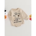 thumbnail image 3 of Hirigin Infant Baby Boy Girl Halloween Outfit Ghost Print Sweatshirt Bubble Romper Oversized Sweater Bodysuit 0 3 6 12 18 Months Fall Winter Clothes, 3 of 8