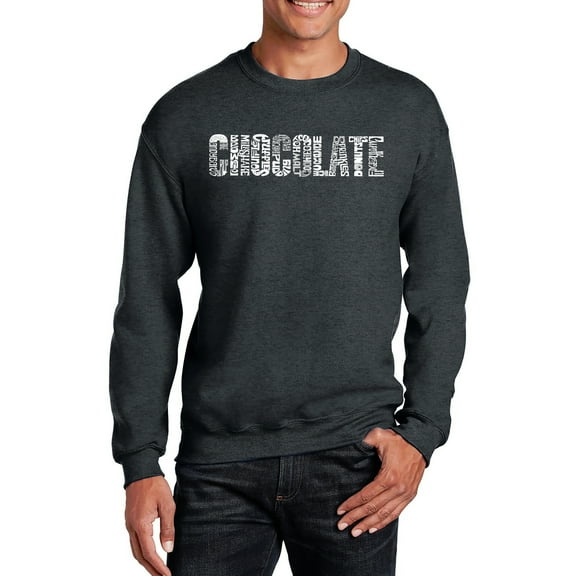 LA Pop Art Men's Word Art Crewneck Sweatshirt - Different foods made with chocolate