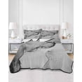 thumbnail image 2 of Quilts Queen Size Bedding Set, Marble Grey Lightweight Quilted Comforter, Modern Abstract Ink Painting Luxury Soft Reversible Bedspread Coverlet with Pillow Covers for All Season, 90" x 96", 2 of 7