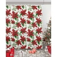 thumbnail image 5 of Christmas Shower Curtain Merry Christmas Red Poinsettia Flower Green Leaves Shower Curtains for Bathroom Decor Christmas Decoration Bath Curtains Sets with Hooks Waterproof, 72x72 in, 5 of 6
