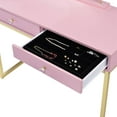 thumbnail image 6 of GZXS 42 Inch Vanity Desk with Removable Mirror and Jewelry Tray, 2 Drawers & Crystal Handles, Pink Makeup Table with Gold Metal Legs, 6 of 7