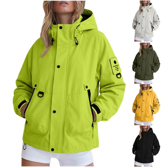 LVHAOGJOB Long Sleeve Jackets for Women Lightweight Full Zipper Hooded Womens Coats with Pockets