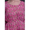 thumbnail image 4 of Bimba Robe Midi Boutonnée à Feuilles Roses et Oiseau Flowerpecker pour Femmes Tunique à Manches Longues Haut Smocké - X-Grand, 4 of 7
