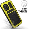 thumbnail image 5 of Compatible with iPhone 13 Pro Max Case Metal Phone Case Stand Built in Screen Protector Outdoor Sports Heavy Duty Protection Shockproof Cover (2021 6.7 lnch) Yellow, 5 of 16