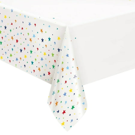 Way to Celebrate! Bright Stars Birthday Plastic Party Tablecloth, 84 x 54in