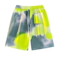 thumbnail image 3 of IYTR Mens Beach Shorts Summer Tie-Dye Drawstring Elastic Waist Shorts Wide Leg Shorts With Pocket Tropical Hawaiian Beach Shorts Green L, 3 of 3