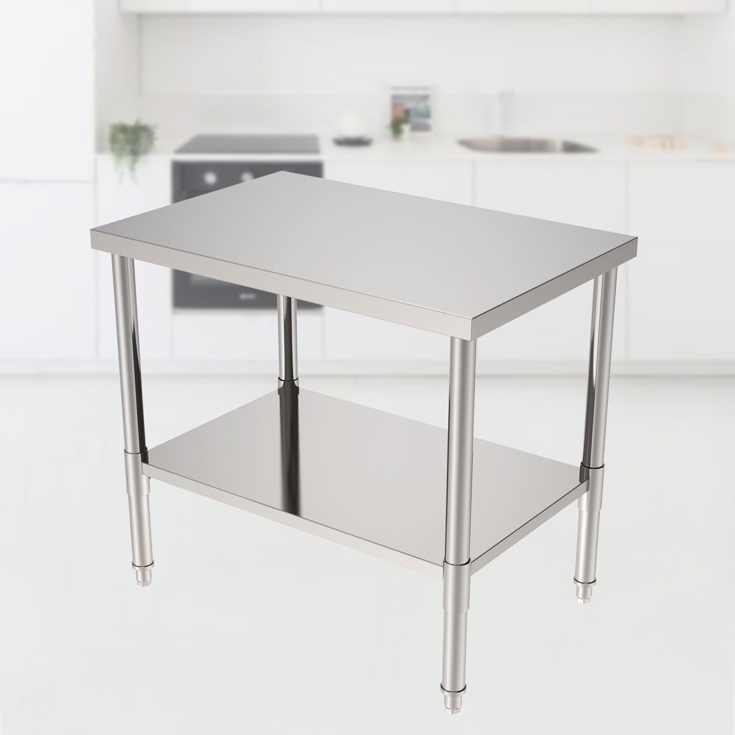 36" Kitchen Work Table, Stainless Steel Commercial Kitchen Prep Work Table w/ Undershelf, Not ...