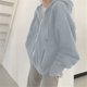 thumbnail image 3 of Ailaofu Womens Long Cardigan Casual Zipper Hooded Jacket Long Sleeve Solid Trench Coat for Women, 3 of 6