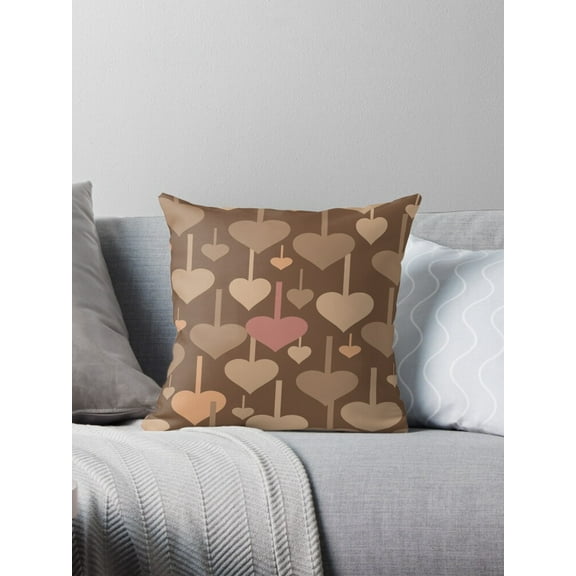 Ryan; Hanging Hearts Pattern 04 Throw Pillow Cover 45x45cm – Romantic Love Themed Cushion for Wedding & Bedroom