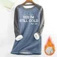 thumbnail image 2 of lcziwo Pullover Sweatshirts for Women Thick Fleece Lined Sweater Tops Letter Graphic Print Pullover Warm Winter Loungewear, Blue, S, 2 of 6