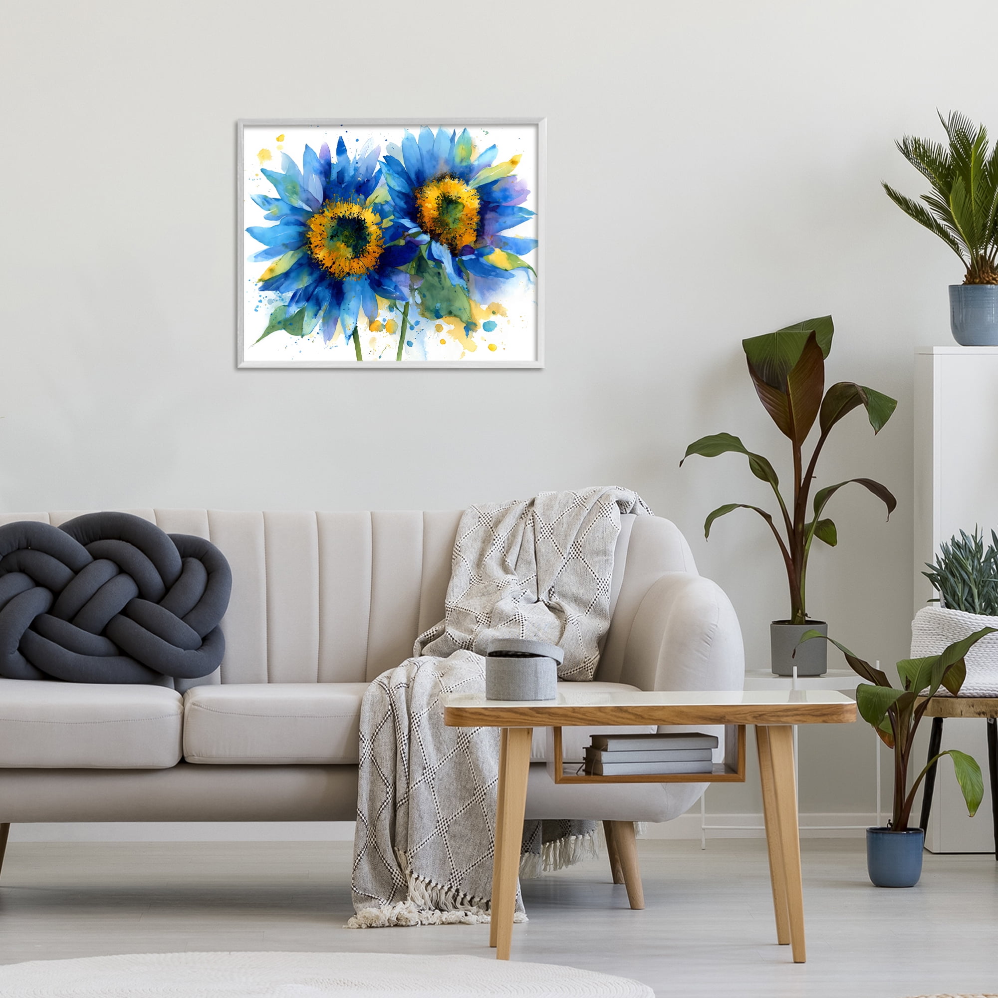 Stupell Industries Blue Sunflowers Bouquet White Framed Giclee Art, design by Franklyn Gregory