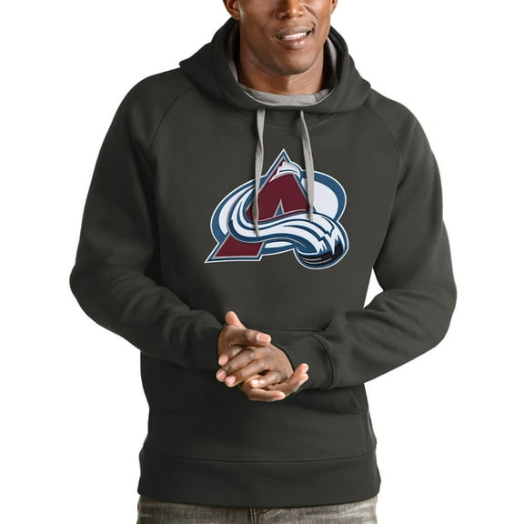Men's Antigua Charcoal Colorado Avalanche Logo Victory Pullover Hoodie