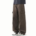 thumbnail image 2 of FRSASU Wide Leg Cargo Pants for Men Stretch Cotton Loose Versatile Athletic Hiking Pants with Pockets Coffee, 2 of 8