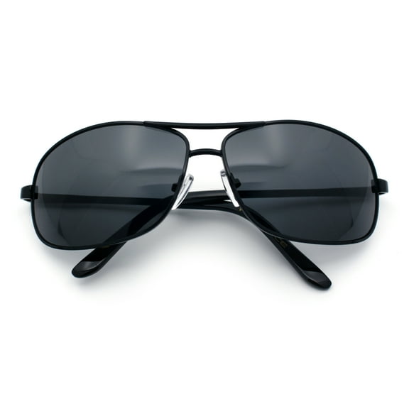 Mens Classic Air Force Officer Agent Metal Rim Cop Sunglasses All Black