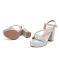 thumbnail image 4 of Women's Heels for Women Open Toe Ankle Strap High Block Chunky Platform Heel Sandals Party Wedding Dress Pumps Shoes Silver Size 6.5, 4 of 6
