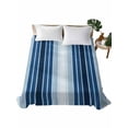 thumbnail image 2 of King Size Flat Sheet Only, Navy Blue Stripe Soft Brushed Microfiber Bed Sheets, Modern Blue Ombre Vertical Striped Hotel Quality Breathable Bedding Top Sheet, Easy Care, 105"x98", 2 of 9