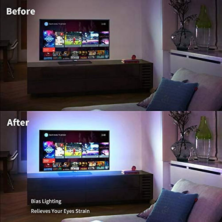 BASON LIGHTING TV LED Backlight, 6.56ft 4-per Cut LED Lights for TV 32-58  inches, USB LED Strip Game Light with 4096 DIY Colors Remote Control, TV