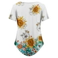 thumbnail image 6 of Cyber&Monday Deals USSUMA Womens Tops Casual Women Classic Summer Floral Print Short Sleeve Plus Tunics Irregular Hem Tunic Tops Flowy Blouses Shirt Ladies Tops Trendy, 6 of 7